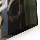 Abstract Geometric Wall Art - Metallic Circular Accents with Neutral Tones