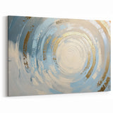 Contemporary Abstract Canvas - Blue and Gold Circular Wall Art