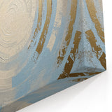 Contemporary Abstract Canvas - Blue and Gold Circular Wall Art
