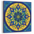 Abstract Geometric Paintings - Blue and Yellow Mandala Wall Art