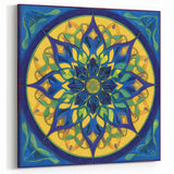 Abstract Geometric Paintings - Blue and Yellow Mandala Wall Art
