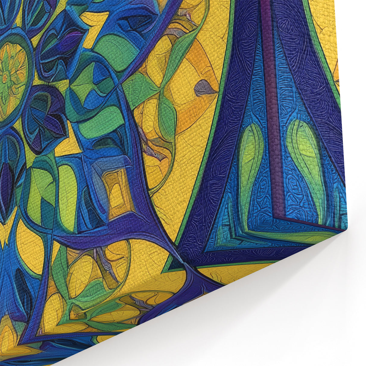 Abstract Geometric Paintings - Blue and Yellow Mandala Wall Art