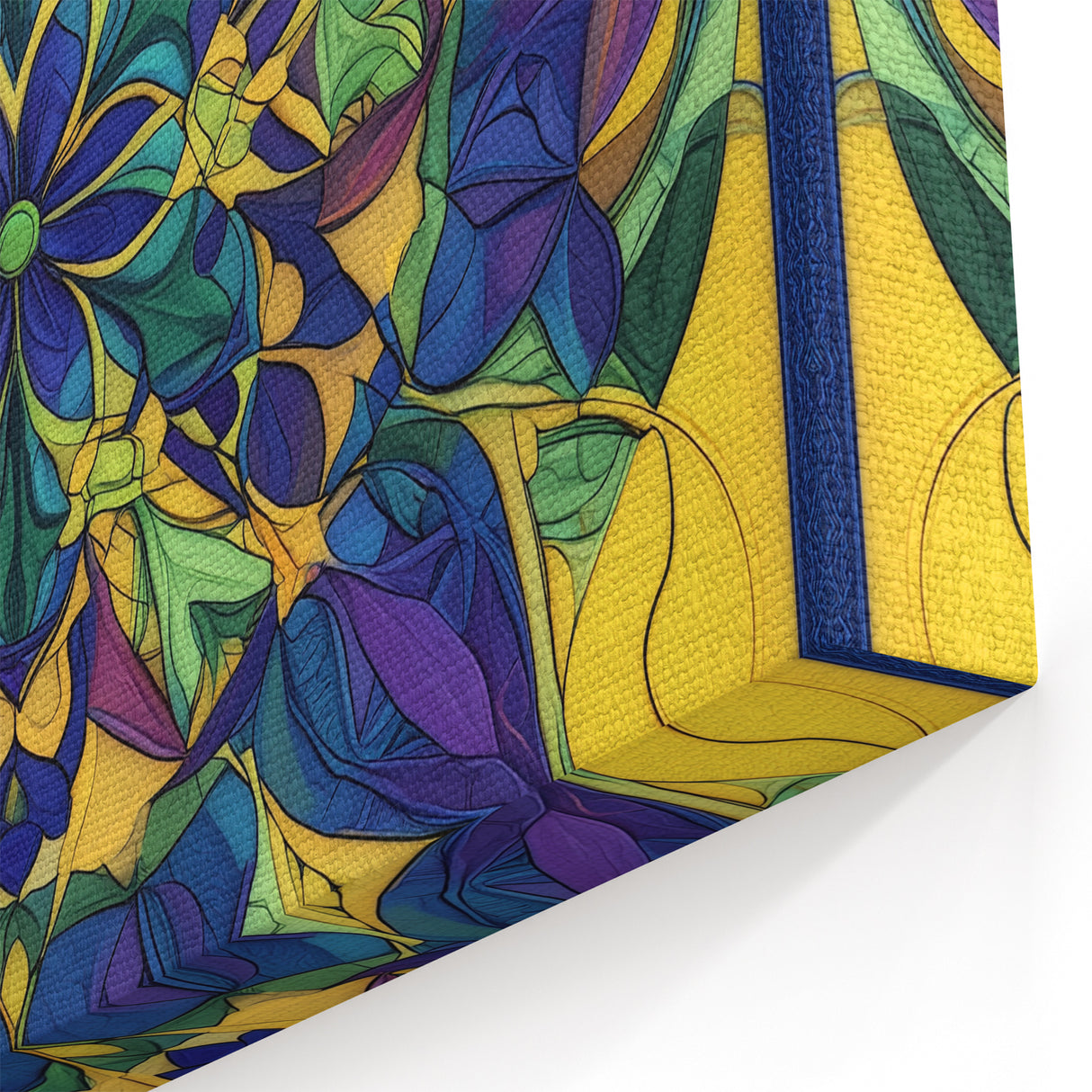 Abstract Geometric Paintings - Vibrant Yellow and Blue Mandala Art