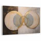 Abstract Geometric Paintings - Gold and Beige Circular Wall Art
