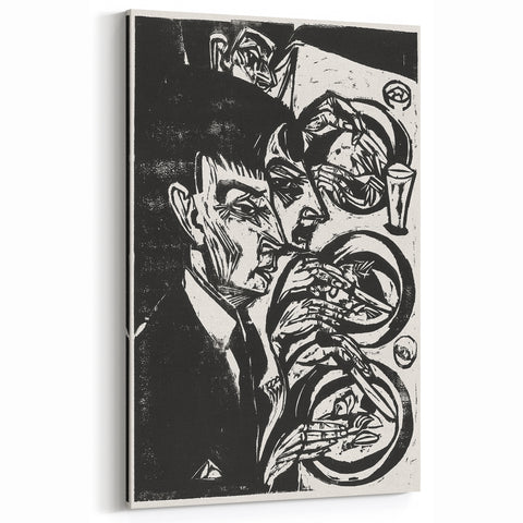 Expressionist Monochrome Dinner Scene Wall Art - Bold Black & White Design