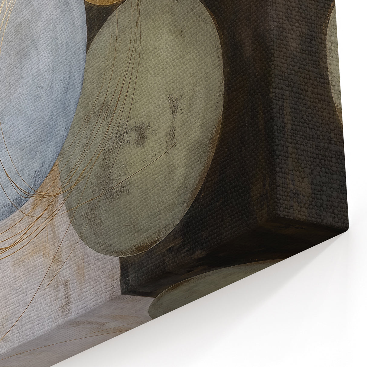 Abstract Geometric Wall Art - Gold and Neutral Circular Design