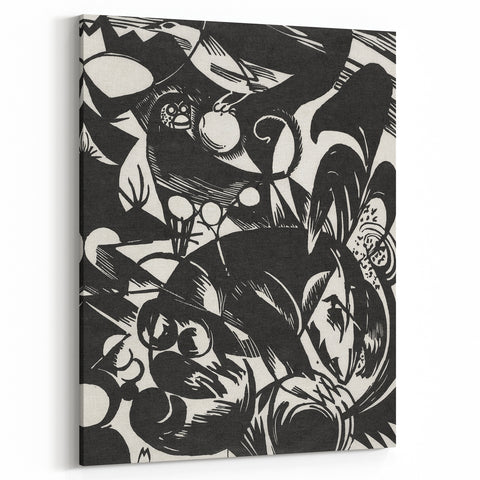 Dynamic Black & White Expressionist Wall Art - Abstract Animal Design