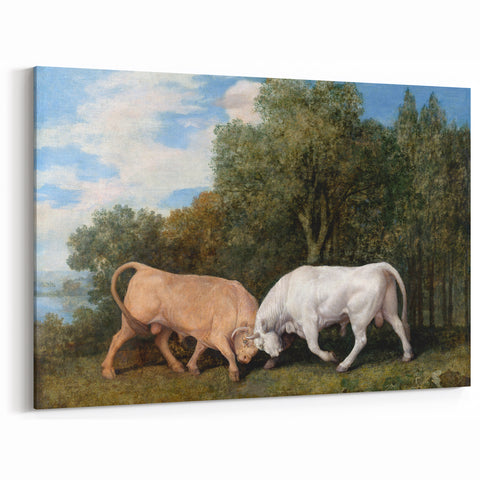 Bulls Fighting by George Stubbs - Romanticism Art Print on Canvas