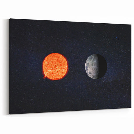 Sun and Moon Wall Art - NASA Space Exploration Canvas Print
