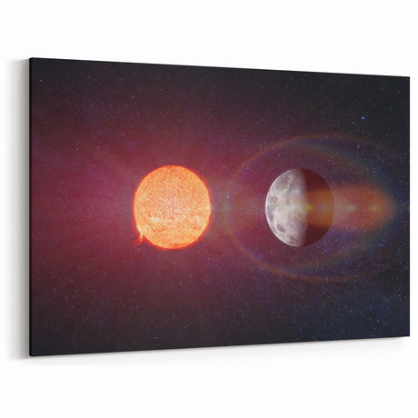 Sun and Moon Radiance Wall Art - NASA Space Exploration Canvas