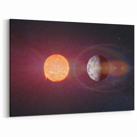 Sun and Moon Radiance Wall Art - NASA Space Exploration Canvas