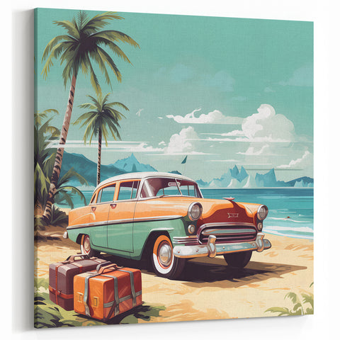 Vintage Car Service Vehicles Wall Art - Coastal Retro Automotive Print