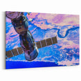 Satellite Over Earth Wall Art - Vibrant NASA Exploration Canvas