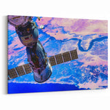 Satellite Over Earth Wall Art - Vibrant NASA Exploration Canvas