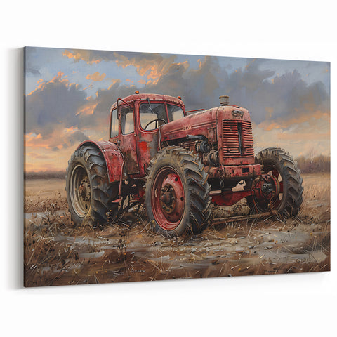 Vintage Tractor Service Vehicles Wall Art - Rustic Emergency Vehicle Print