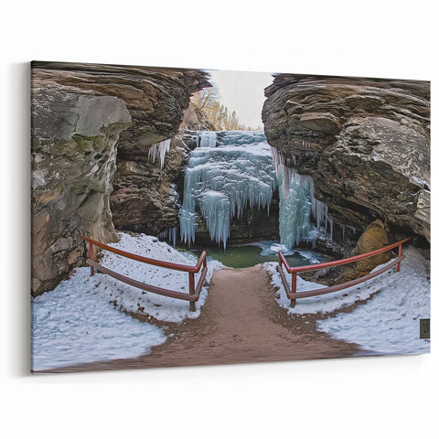 Frozen Canyon Waterfall Art - Scenic Canyon Canvas Prints for Decor