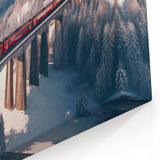 Scenic Red Train Service Vehicles Wall Art - Winter Emergency Railway Print