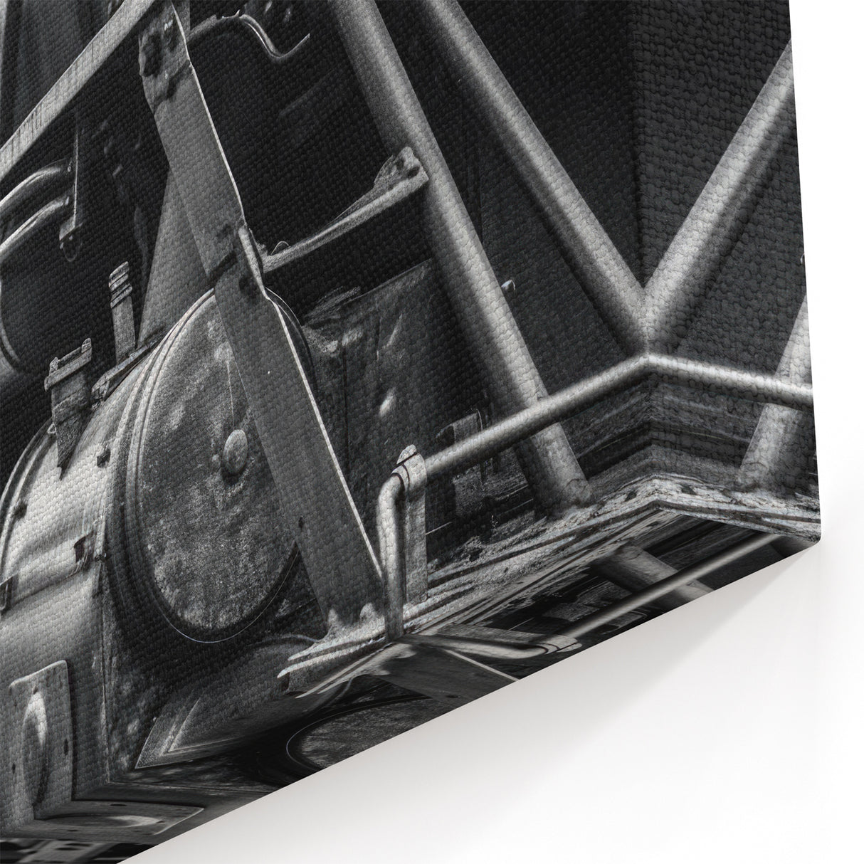 Black and White Train Service Vehicles Wall Art - Vintage Railway Print