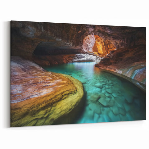 Underground Lagoon Canyon Art - Scenic Canyon Canvas Prints for Decor