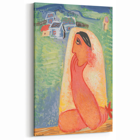 Modern Wall Art: Villager - Vibrant Folk-Inspired Portrait