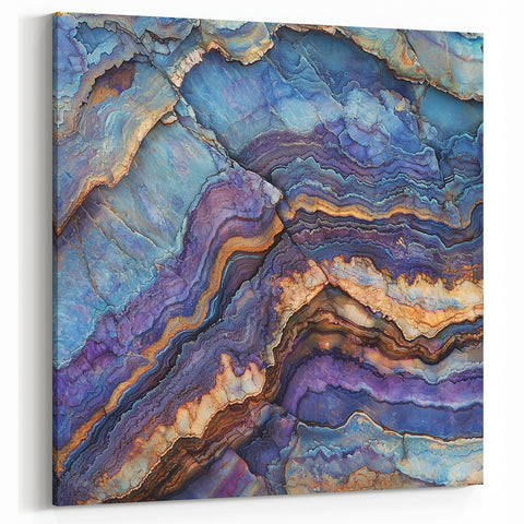 Vivid Canyon Layers Wall Art - Blue and Purple Abstract Canvas Prints
