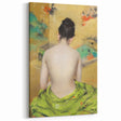 Modern Wall Art: Abstract Nude with Green Kimono and Gold Accents