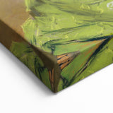 Modern Wall Art: Abstract Nude with Green Kimono and Gold Accents