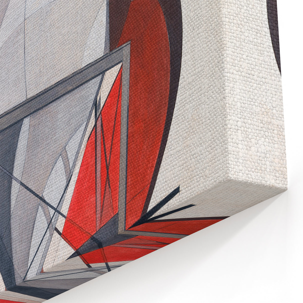 Modern Wall Art: Industrial Abstract Machinery in Red and Gray