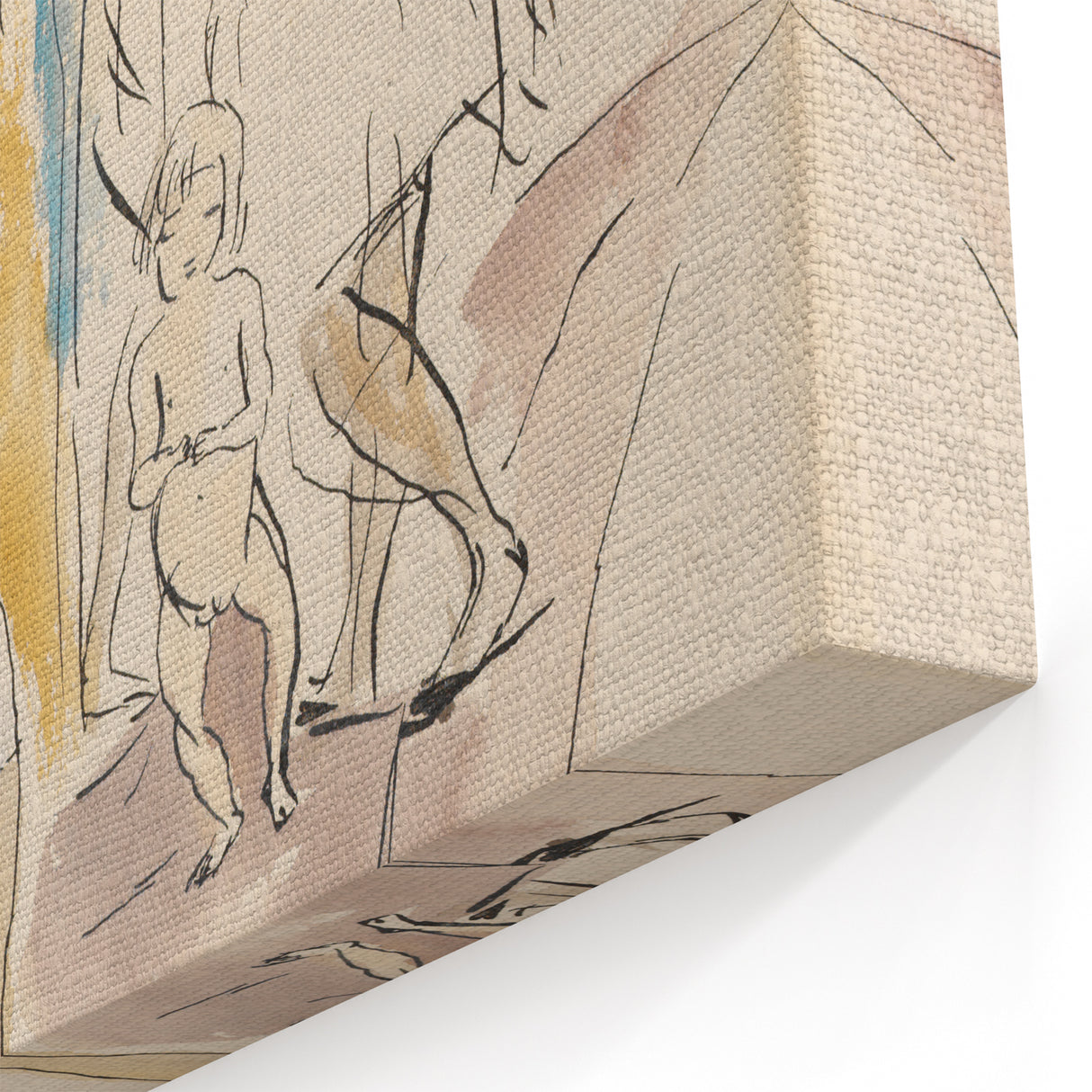 Modern Wall Art: Abstract Family Scene in Earthy Tones and Watercolors
