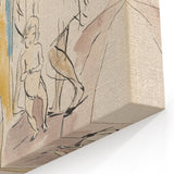 Modern Wall Art: Abstract Family Scene in Earthy Tones and Watercolors