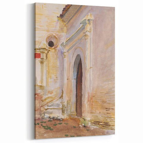 Modern Wall Art: Arched Doorway Watercolor in Earthy and Soft Hues