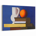 Modern Wall Art: Still Life with Jug, Orange, and Books in Bold Colors