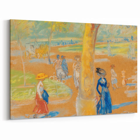 Modern Wall Art: Woman with Umbrella in Vibrant Park Scene