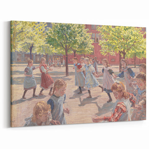 Modern Wall Art: Joyful Children Playing in a Sunlit Meadow