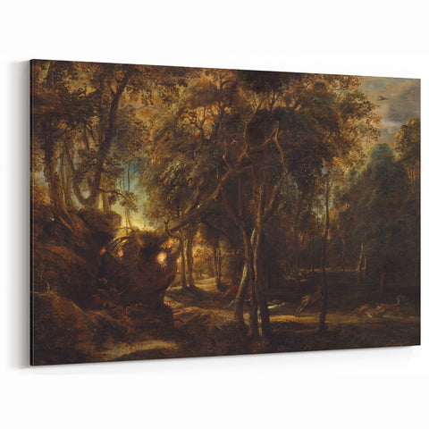 Baroque Art - Enchanting Forest Scene with Rococo Elegance Wall Art