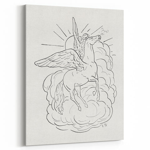 Expressionist Wall Art: Pegasus Flying Through Clouds