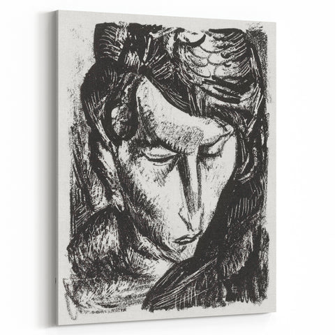 Expressionist Art - Monochrome Portrait of a Woman Abstract Wall Art