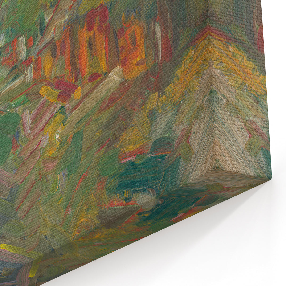 Expressionist Art - Rainbow Over a Village Abstract Landscape Wall Art