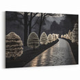 Illuminated Tree Pathway - Modern Nightscape Wall Art Decor