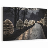 Illuminated Tree Pathway - Modern Nightscape Wall Art Decor