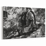 Rustic Watermill Art - Monochrome Historic Landscape Wall Decor