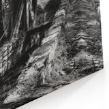 Rustic Watermill Art - Monochrome Historic Landscape Wall Decor