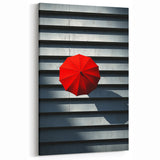 Modern Red Umbrella Art - Minimalist Geometric Wall Decor