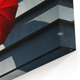 Modern Red Umbrella Art - Minimalist Geometric Wall Decor