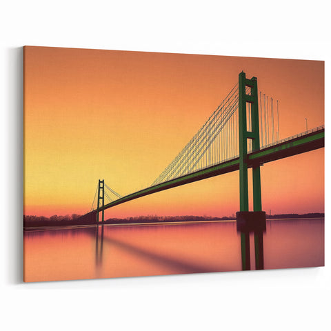 Golden Sunset Bridge Art - Vibrant Landscape Wall Decor