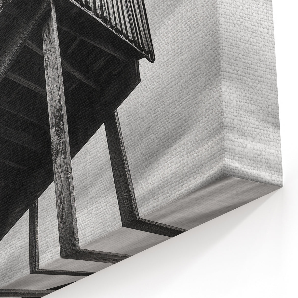 Elevated Wooden Cabin Art - Monochrome Architectural Wall Decor