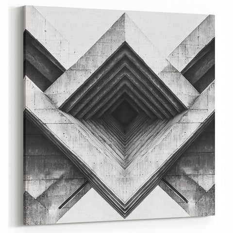 Abstract Concrete Geometry Art - Monochrome Architectural Wall Decor