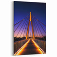 Illuminated Suspension Bridge - Vibrant Nightscape Wall Art Decor