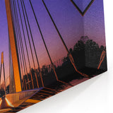 Illuminated Suspension Bridge - Vibrant Nightscape Wall Art Decor