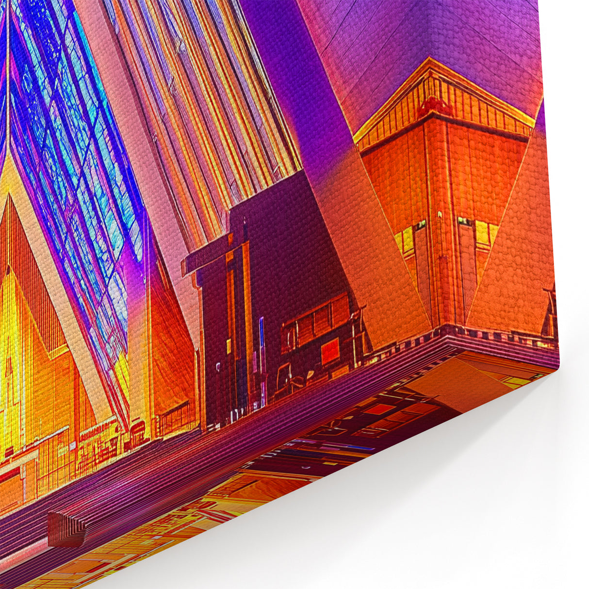 Vibrant Cathedral Interior - Illuminated Architectural Wall Art